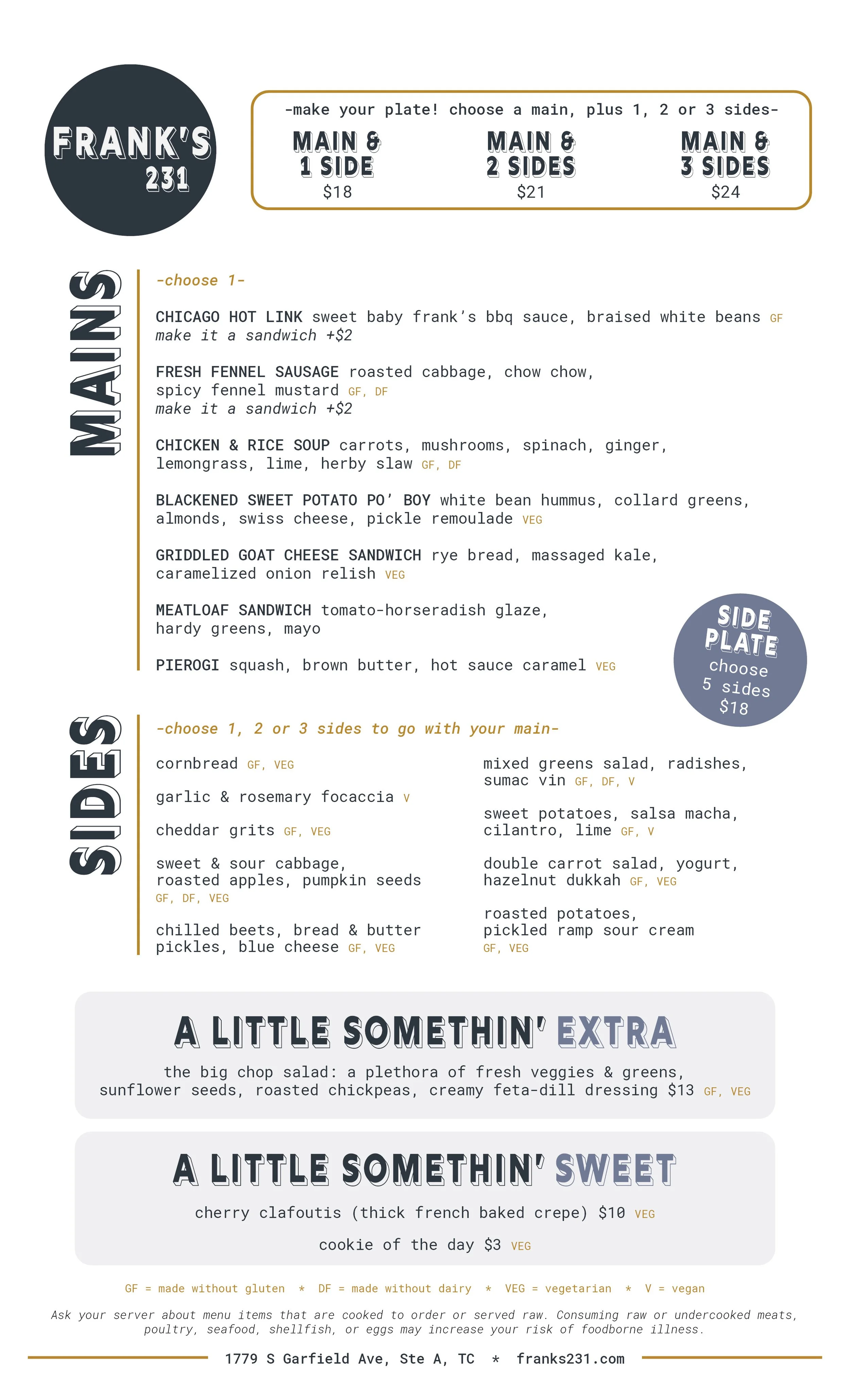 【専用】Matson Line Menu FRANK MACINTOSH 2点 Dine-In Menu — Frank's 231 | Traverse City, MI
